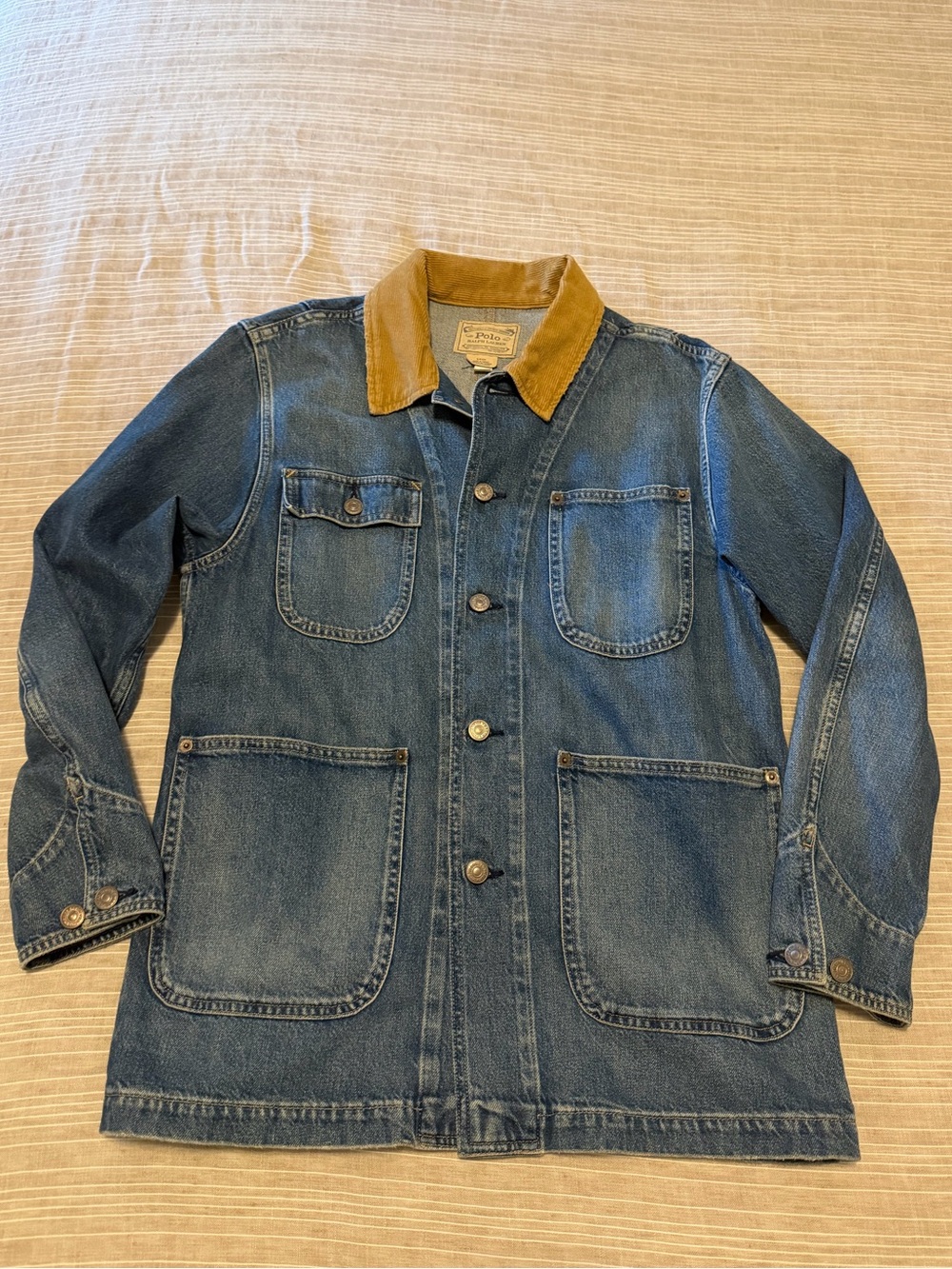 Polo x Ralph Lauren Blue Denim Field Jacket with Tan Corduroy Collar